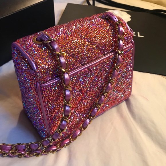 Authentic Iridescent Pink Swarovski Chanel Mini - Picture 2 of 8